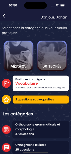 Écran d'accueil Pratique TECFÉE